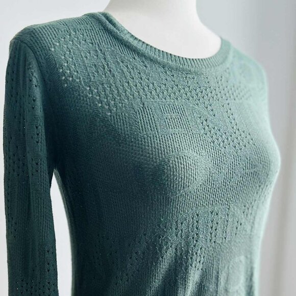 Valentino Forest Green Cotton Jacquard Knit Sweater with Surface Wear – US XS - Picture 3 of 12